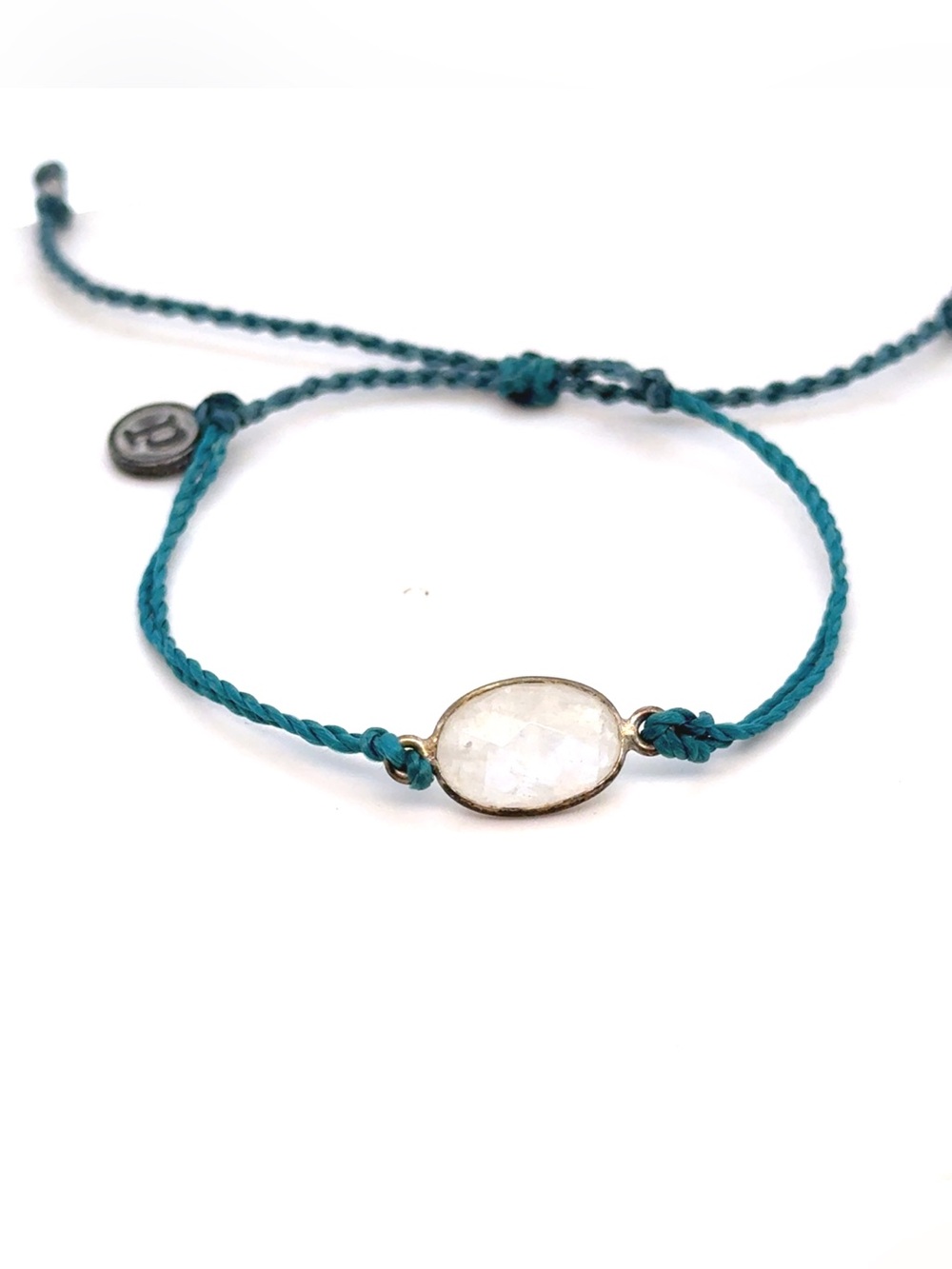 Pura Vida Teal Cord Moonstone Bracelet